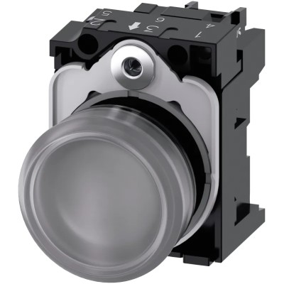 Siemens Panel Mount Clear LED Indicator SIRIUS ACT 3SU11 22mm Cutout 24 V ac/dc IP20/IP66/IP67/IP69 Round 3SU1102-6AA70-1AA0