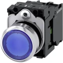 Siemens SIRIUS ACT Illuminated Push Button Complete Unit, Panel Mount, 22 mm Cutout Diameter, Blue, SPST 3SU1152-0AB50-1BA0