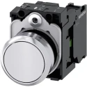 Siemens SIRIUS ACT 3SU11 Series Push Button Complete Unit Panel Mount 22mm Cutout White SPST IP66 IP67 3SU1150-0AB60-1BA0
