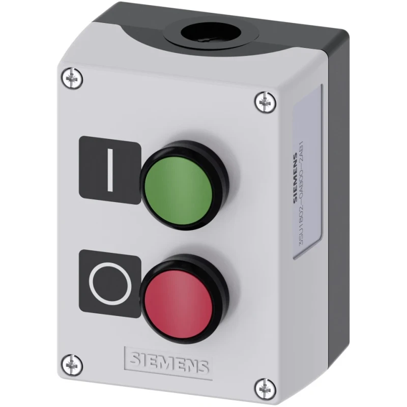 Siemens Enclosed Push Button SPDT, Plastic, Green Red, IP67 IP66 IP69, 22mm Cutout Diameter, Screw 3SU1802-0AB00-2AB1