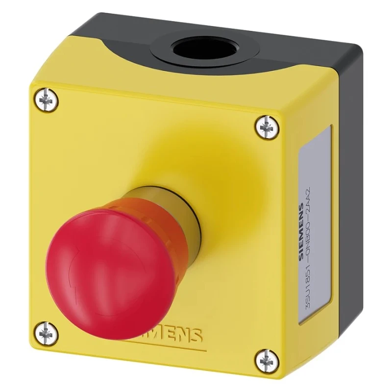 Siemens SIRIUS ACT 3SU18 Series Twist Release Emergency Stop Push Button, Panel Mount, 22 mm Cutout, 2 NC 3SU1851-0NB00-2AA2