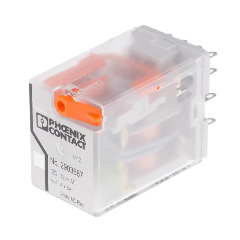 Phoenix Contact Power Relay 120V AC Coil 6A Switching Current 4PDT REL-IR4/L-120AC/4X21 2903687