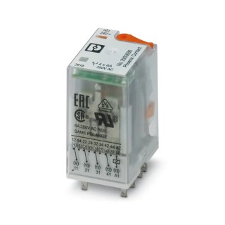 Phoenix Contact PCB Relay 4PDT 24V AC Coil Voltage 5mA Switching Current Silver Alloy Contacts 2903686