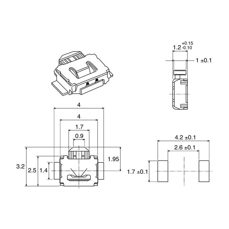 Omron Black Tactile Switch Plunger 0.7 mm SPST 50mA 24 V dc Surface Mount B3U-3000PM