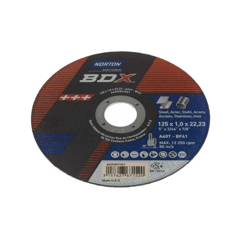 Norton Aluminium Oxide Abrasive Cutting Disc 125 mm, Medium Grade, P60 Grit 66252831541