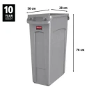 Rubbermaid Commercial Products Polyethylene Slim Jim Waste Bin 87L Grey FG354060GRAY