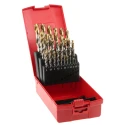 Dormer 25-Piece High Speed Steel Tin Twist Drill Bit Set for Multi-Material, 1 mm Min, 13 mm Max A095204