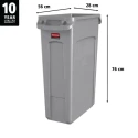 Rubbermaid Commercial Products Polyethylene Slim Jim Waste Bin 87L Grey FG354060GRAY