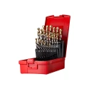 Dormer 25-Piece High Speed Steel Tin Twist Drill Bit Set for Multi-Material, 1 mm Min, 13 mm Max A095204
