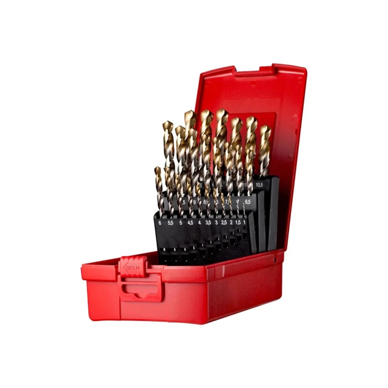 Dormer 25-Piece High Speed Steel Tin Twist Drill Bit Set for Multi-Material, 1 mm Min, 13 mm Max A095204