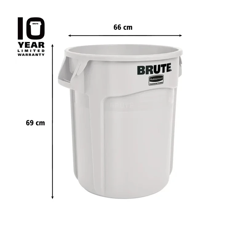 Rubbermaid Commercial Products White Polyethylene Waste Bin 121L Capacity FG263200WHT