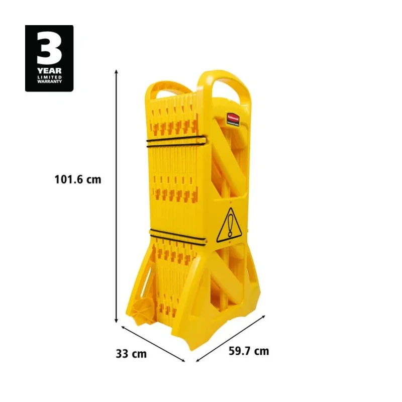 Rubbermaid Commercial Products Yellow Polyethylene Folding Safety Barrier, 1m Height, 4m Length FG9S1100YEL