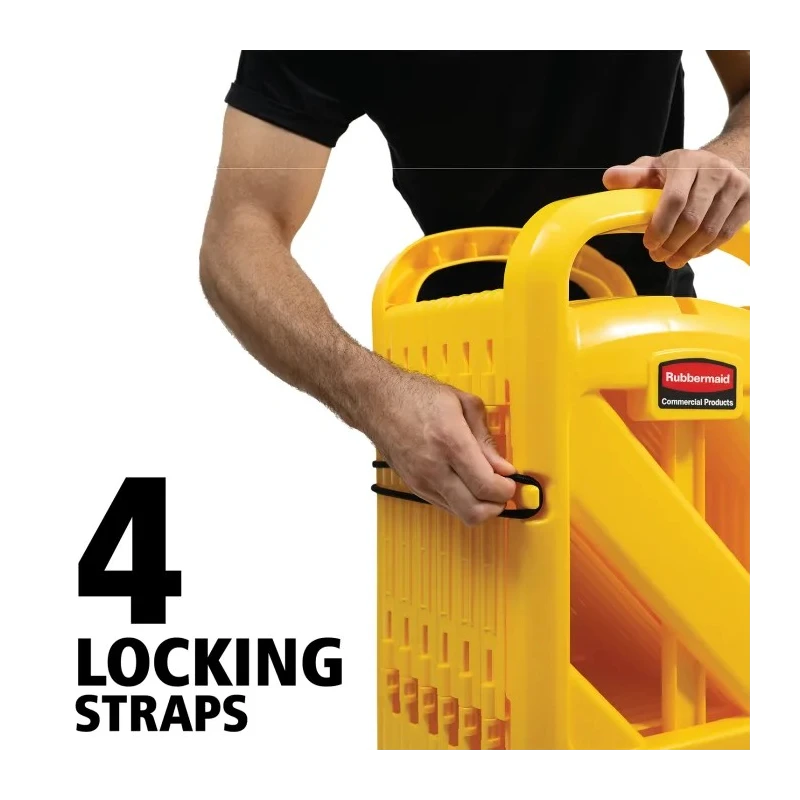 Rubbermaid Commercial Products Yellow Polyethylene Folding Safety Barrier, 1m Height, 4m Length FG9S1100YEL