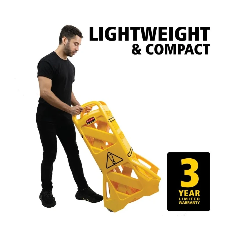 Rubbermaid Commercial Products Yellow Polyethylene Folding Safety Barrier, 1m Height, 4m Length FG9S1100YEL