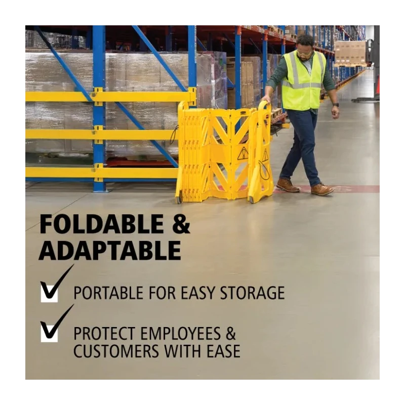 Rubbermaid Commercial Products Yellow Polyethylene Folding Safety Barrier, 1m Height, 4m Length FG9S1100YEL