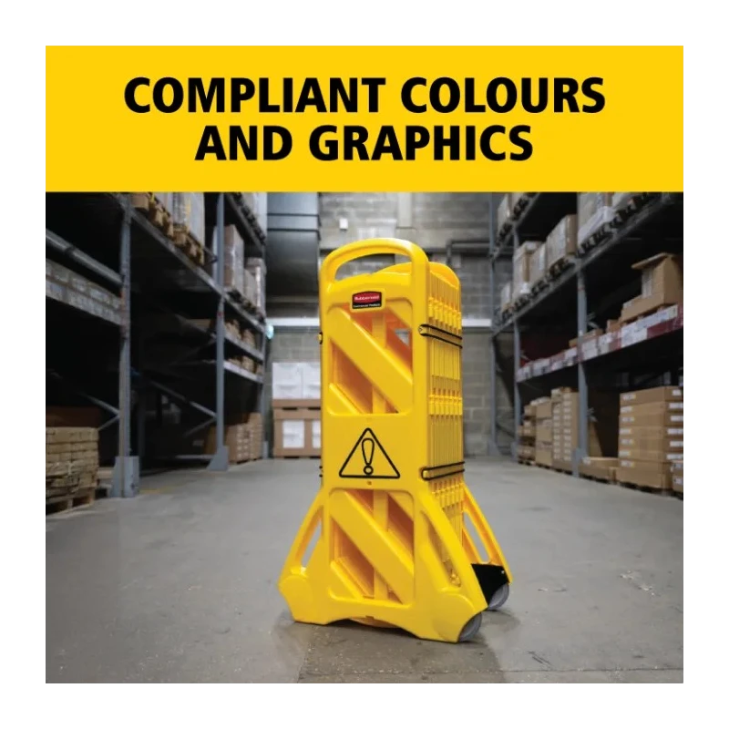 Rubbermaid Commercial Products Yellow Polyethylene Folding Safety Barrier, 1m Height, 4m Length FG9S1100YEL