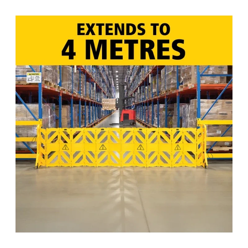 Rubbermaid Commercial Products Yellow Polyethylene Folding Safety Barrier, 1m Height, 4m Length FG9S1100YEL