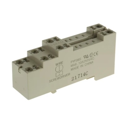 Omron 250V AC 10A 8-Contact DIN Rail Mount Relay Socket for MY2 Series PYF08S