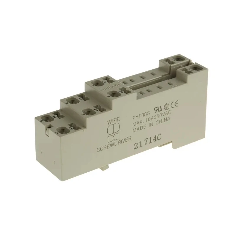 Omron 250V AC 10A 8-Contact DIN Rail Mount Relay Socket for MY2 Series PYF08S