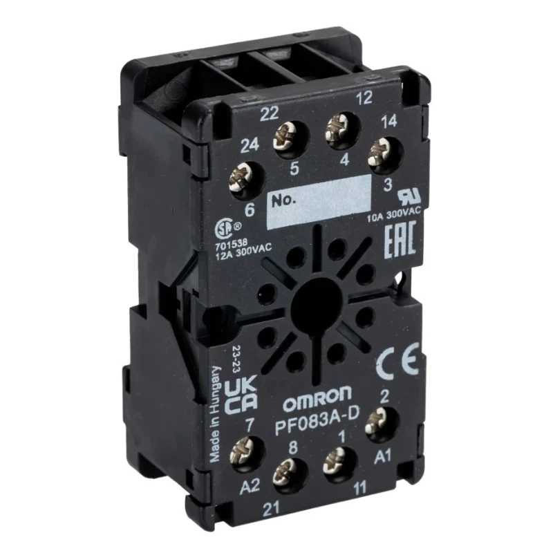 Omron MKS 8 Way 250V AC DIN Rail Relay Socket with Screw Terminal, 10A Current Rating PF083A-D
