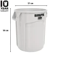 Rubbermaid Commercial Products BRUTE 75L White Polyethylene Waste Bin FG262000WHT