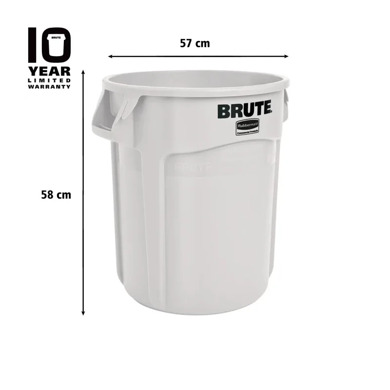 Rubbermaid Commercial Products BRUTE 75L White Polyethylene Waste Bin FG262000WHT