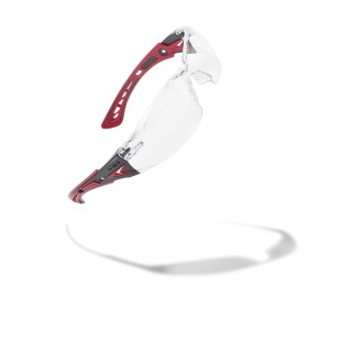 Bolle Safety RUSH+ Safety Glasses with Anti-Scratch and Anti-Fog Coating, Clear Polycarbonate Lens, Grey and Black RUSHPPSI