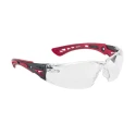 Bolle Safety RUSH+ Safety Glasses with Anti-Scratch and Anti-Fog Coating, Clear Polycarbonate Lens, Grey and Black RUSHPPSI