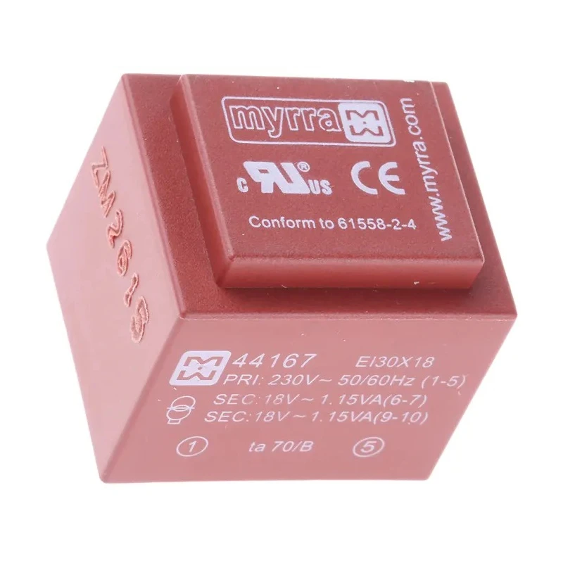 Myrra 18 V AC 2 Output PCB Transformer EN 61558-2-6 2.3 VA 230 V AC 44167