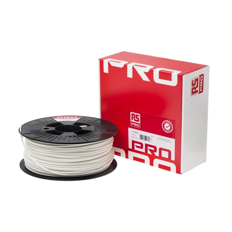 RS PRO 2.85 mm White PLA 3D Printer Filament, 1 kg 174-0008