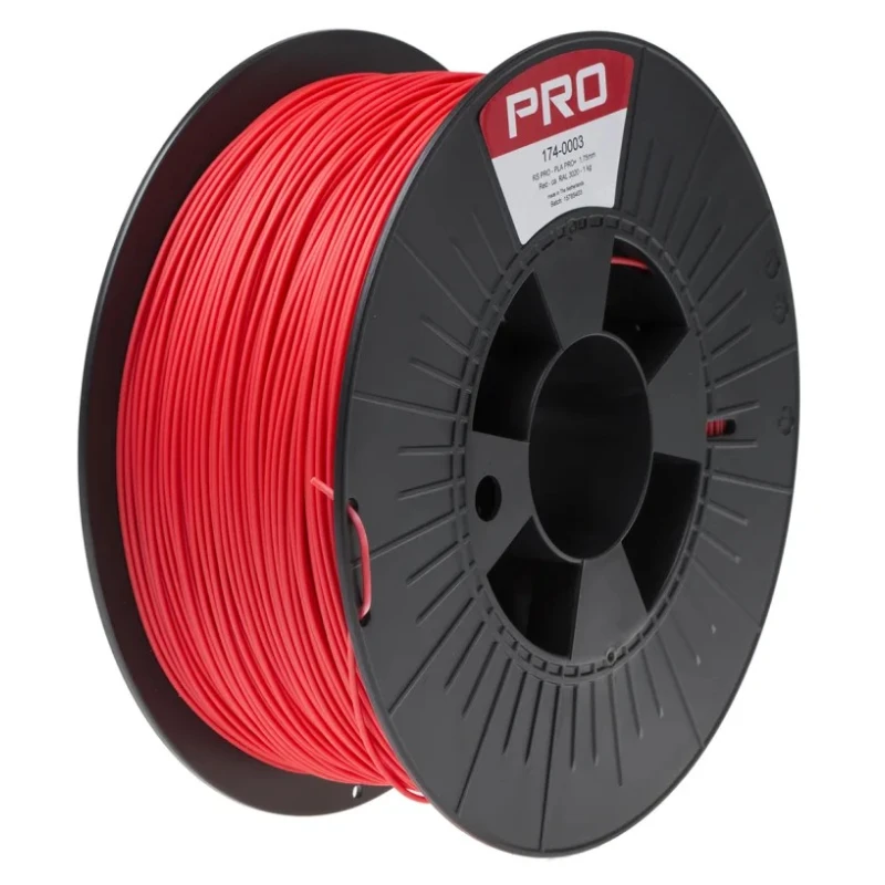 RS PRO 1.75 mm Red PLA-X3 Tough 3D Printer Filament 1 kg 230°C Printing Temperature 174-0003