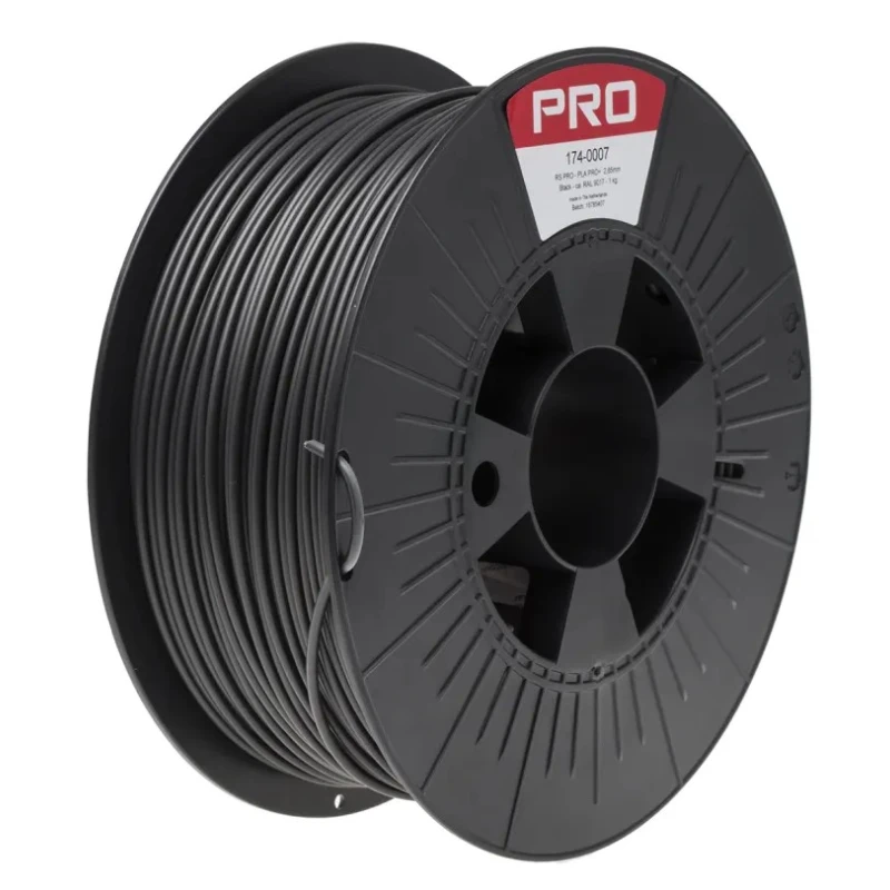 RS PRO Black 2.85 mm PLA 3D Printer Filament, 1 kg, Polylactic Acid Material, 230°C Max Printing Temperature 174-0007
