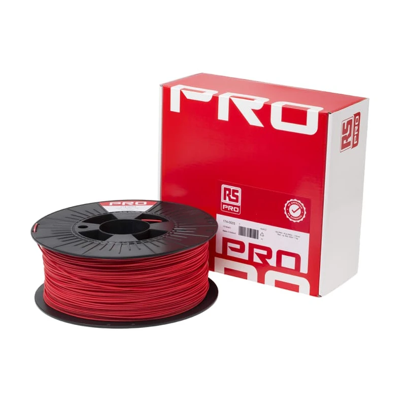 RS PRO 1.75 mm Red PLA-X3 Tough 3D Printer Filament 1 kg 230°C Printing Temperature 174-0003