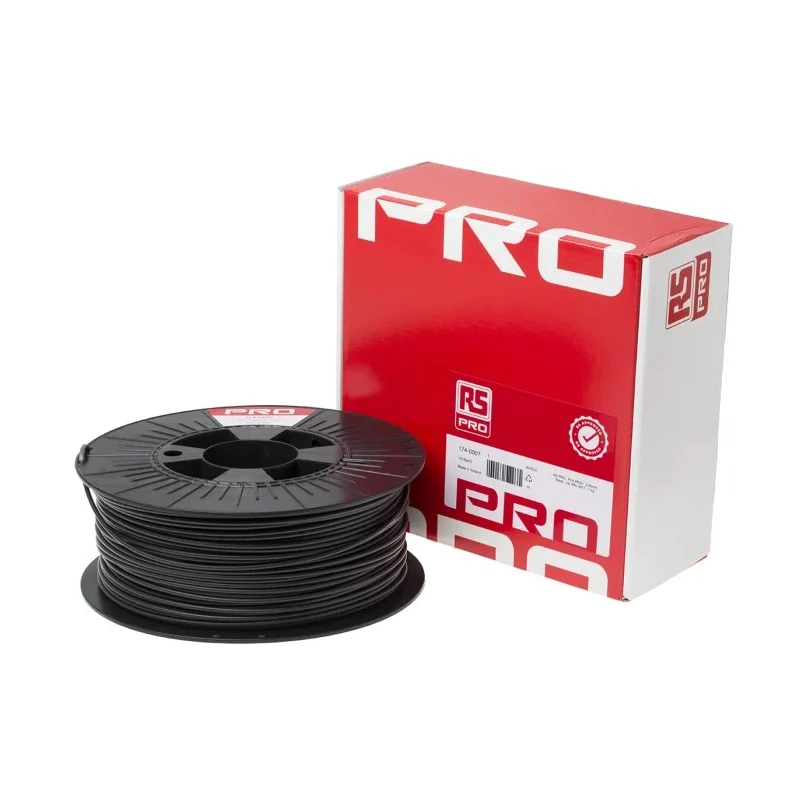 RS PRO Black 2.85 mm PLA 3D Printer Filament, 1 kg, Polylactic Acid Material, 230°C Max Printing Temperature 174-0007