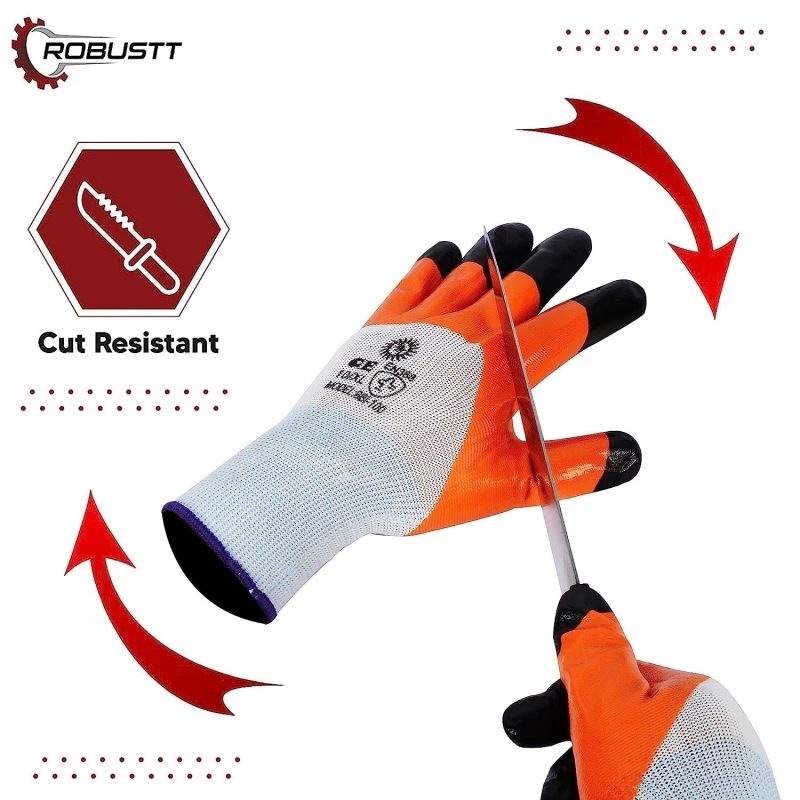 Buy Robustt Multicolor Nylon Nitrile Safety Hand Gloves Online