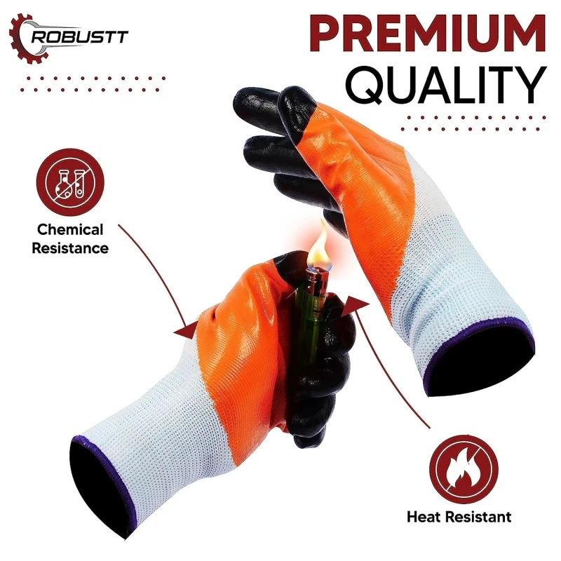 Buy Robustt Multicolor Nylon Nitrile Safety Hand Gloves Online