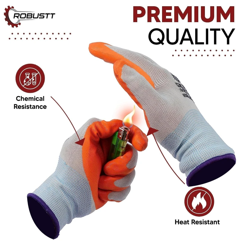 Buy Robustt White on Orange Nylon Gloves - Pack of 100