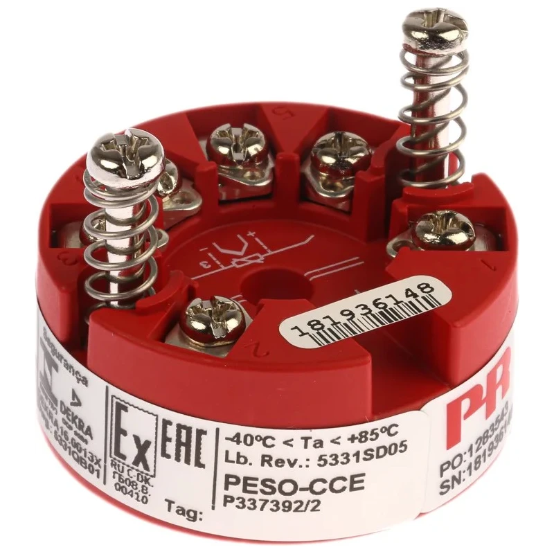 PR Electronics 5300 Series Temperature Transmitter with 4-20mA Current Output, 44mm Diameter, 30V Supply, -40°C to 5331D3B