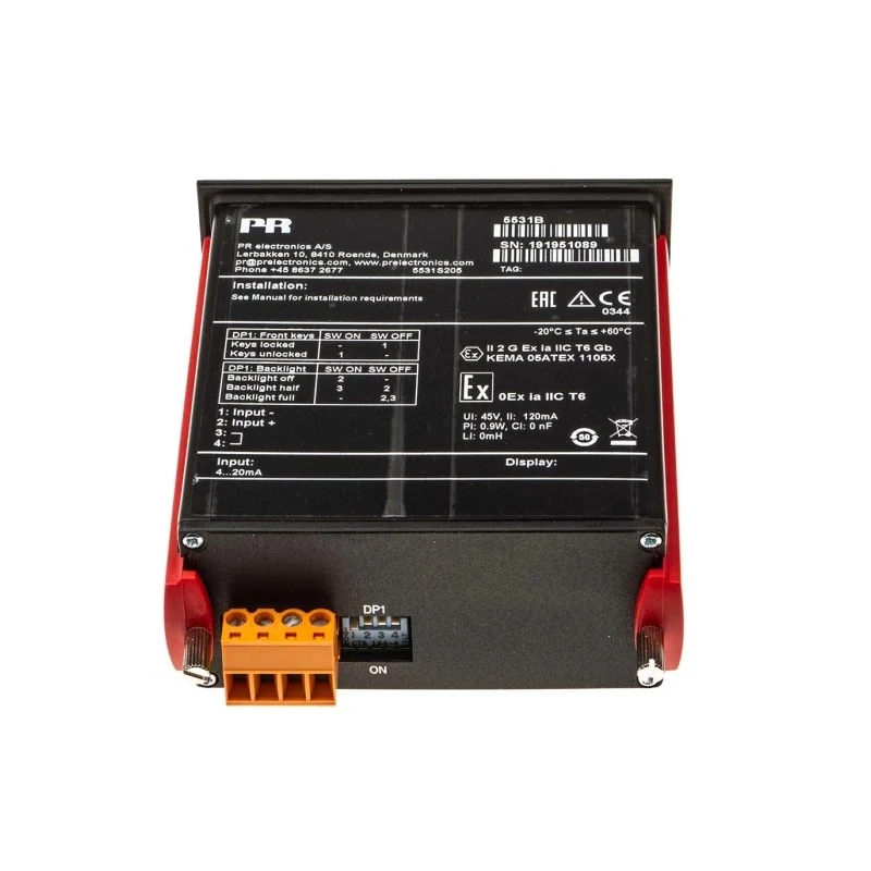 PR Electronics 5500 LCD Digital Panel Multifunction Meter for Current, Loop Powered, 44.5mm x 91.5mm 5531B