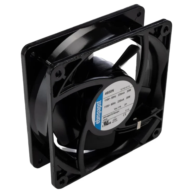 ebm-papst 4000 N Series 115V AC Axial Fan Kit, 180 m³/h Air Flow, 18 W, Protection, 119 mm Frame, 3100 rpm, Backward IP20