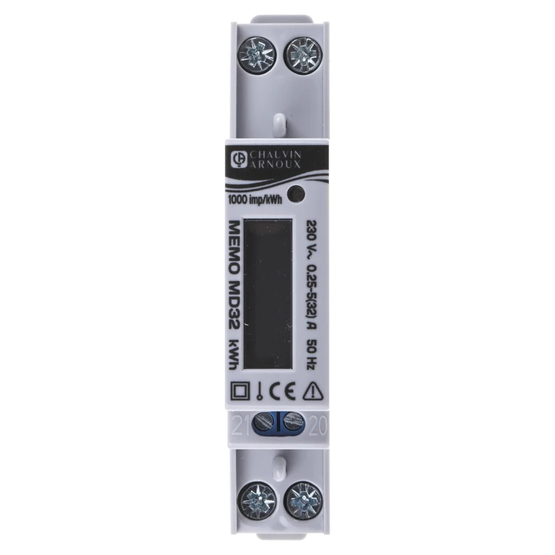 Chauvin Arnoux Energy 1 Phase Digital LCD Energy Meter 120mm Cutout Height 7 Digits 32A Direct Connection P01330740