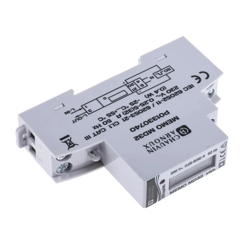 Chauvin Arnoux Energy 1 Phase Digital LCD Energy Meter 120mm Cutout Height 7 Digits 32A Direct Connection P01330740
