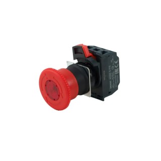 Omron Illuminated Emergency Stop Push Button Panel Mount 22 mm Cutout 2 NC Contacts IP65 A22NE-P