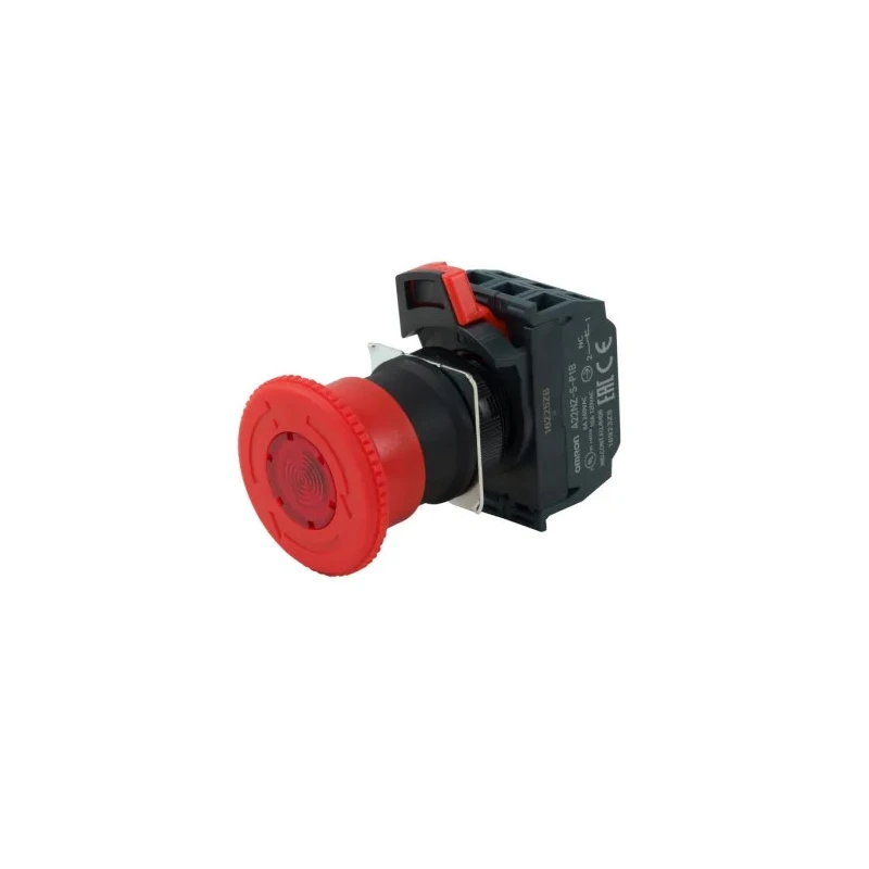 Omron Illuminated Emergency Stop Push Button Panel Mount 22 mm Cutout 2 NC Contacts IP65 A22NE-P