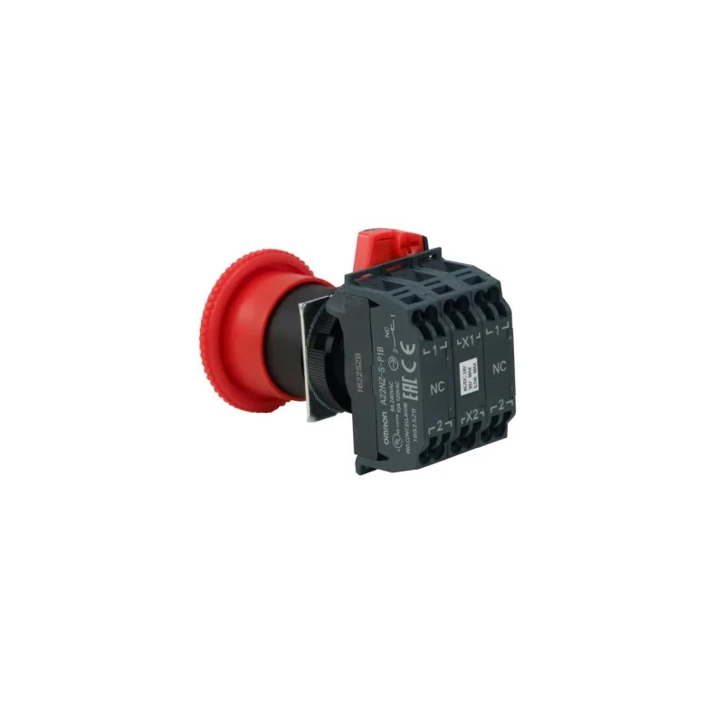 Omron Illuminated Emergency Stop Push Button Panel Mount 22 mm Cutout 2 NC Contacts IP65 A22NE-P