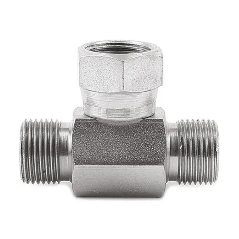 Parker Hydraulic Swivel Nut Branch Tee G Thread Steel Zinc Finish 60° Angle 12S6MK4S