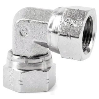 Parker Hydraulic Female G Thread 90 Degree Steel Swivel Elbow with 0.5 Inch Hose ID 8E6MK4S
