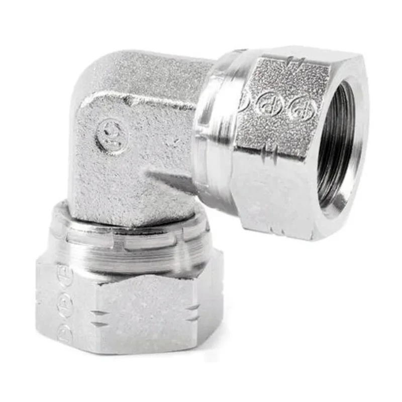 Parker Hydraulic Female G Thread 90 Degree Steel Swivel Elbow with 0.5 Inch Hose ID 8E6MK4S