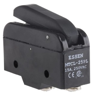 RS PRO Heavy Duty Lever Micro Switch, Screw Terminal, 15A, 250 V AC, SPCO, IP40, Plastic Housing, Length 49.4mm 797-2520