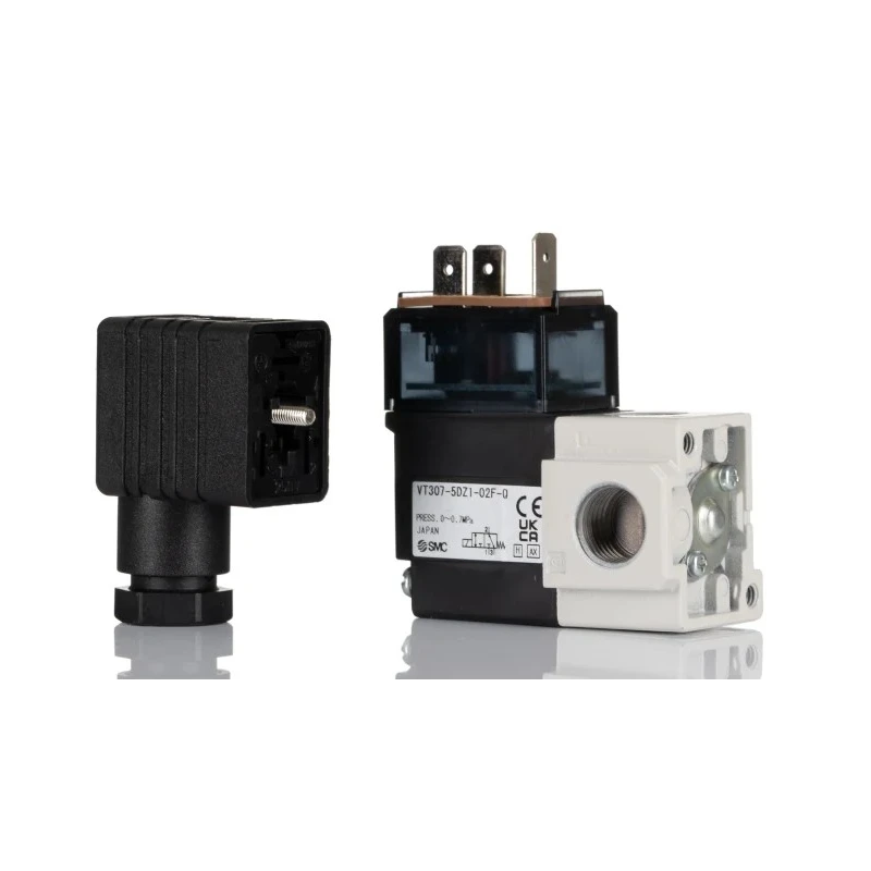 SMC Pneumatic Solenoid Valve 3/2 Function G 1/4 Threaded Port Die Cast Aluminium 24V DC VT307-5DZ1-02F-Q